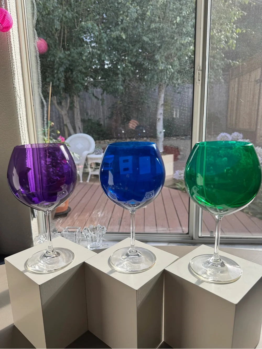 Marquis by Waterford Vintage Jewels Wine Goblets Amethyst Cobalt Emerald Set 3
